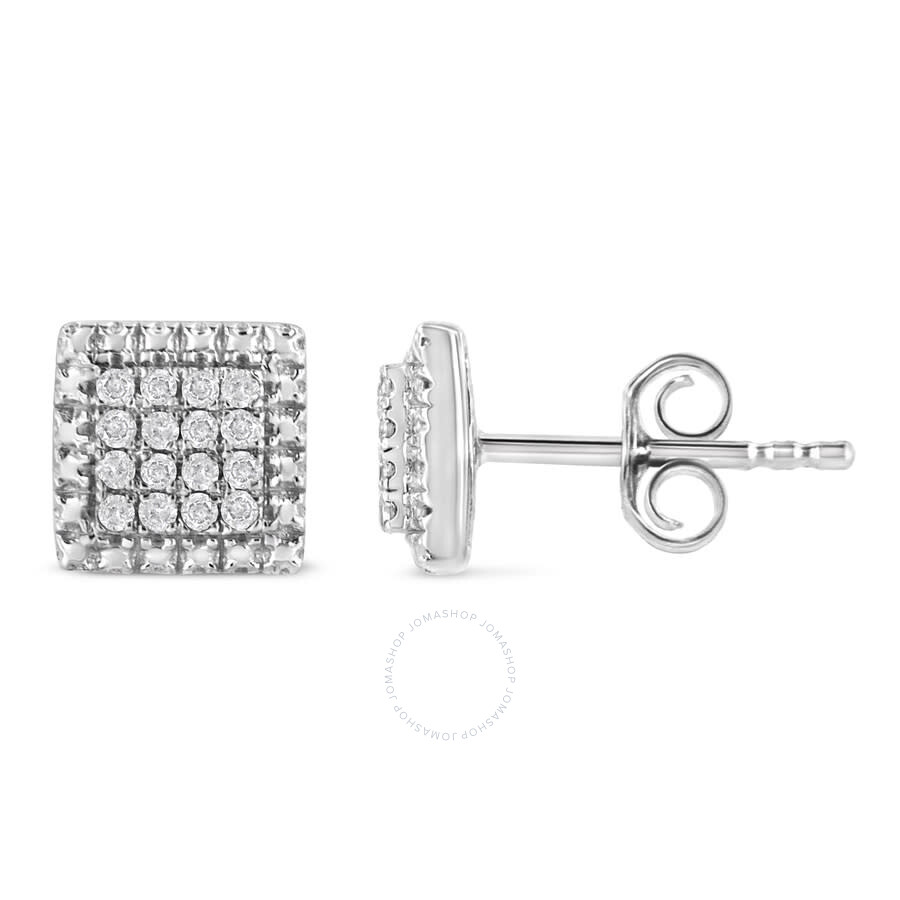 Black Diamond Mens Circle Cluster Stud Earrings 1/6ct 925 Sterling Silver Black Diamond Mens Circle Cluster Stud Earrings 1/6ct 925 Sterling Silver